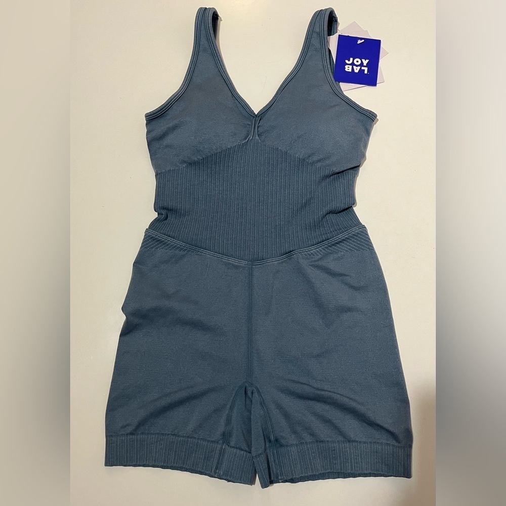 JoyLab Seamless Ribbed Romper – Slate Blue Size S - Picture 3 of 6